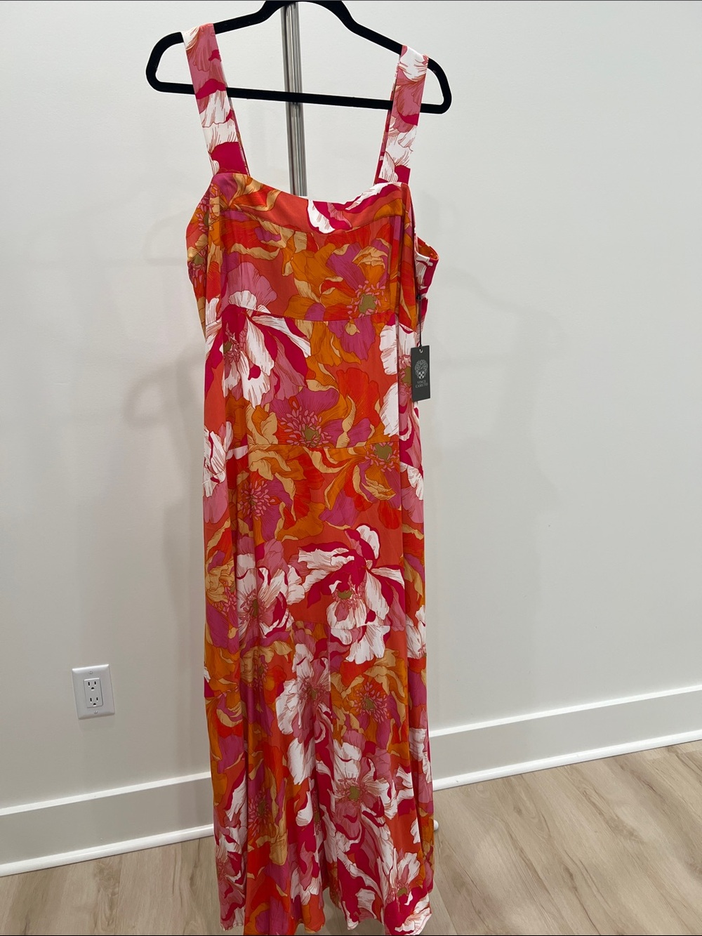 Vince Camuto Floral Maxi Dress in Fuchsia, Orange and White